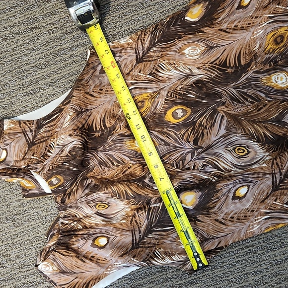 Tory Burch Brown Peacock Feather Dress Size 10 - Picture 8 of 14